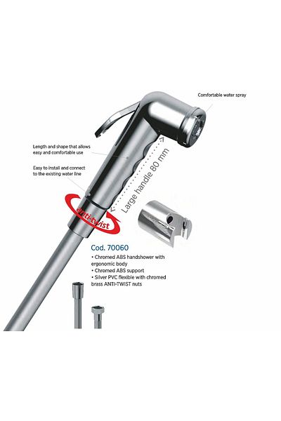 IDROSPANIA Shattaf Bidet Shower Anti Twist Flex Nut PVC Pipe 70061 PVC