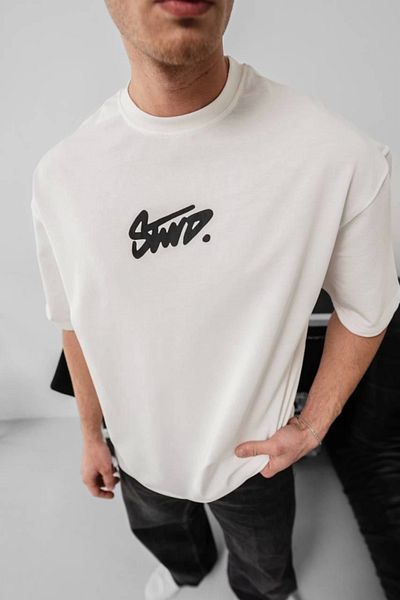 JANES Ανδρικό μπλουζάκι με στάμπα Oversize - Λευκό
