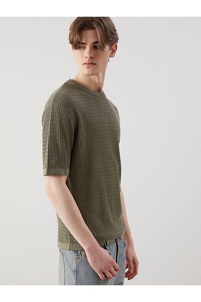 LC Waikiki Xside Green Crew Neck Short Sleeve Men's Knitwear Sweater