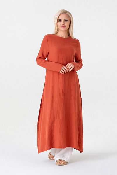 Fashion Showcase Μουσελίνα ύφασμα με σχισμή στο πλάι 100% βαμβακερό χιτζάμπ - πλακάκι