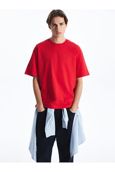 LC Waikiki LCW Herren-T-Shirt aus gekämmter Baumwolle mit Rundhalsausschnitt