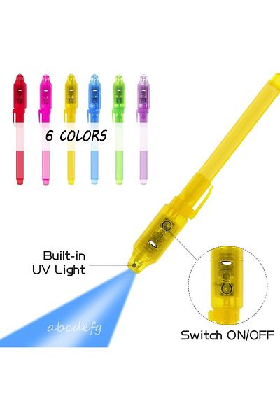 fulina 6pcs Invisible Ink Pen Toy,with UV Light Magic Marker for Secret Message, Gifts for kids