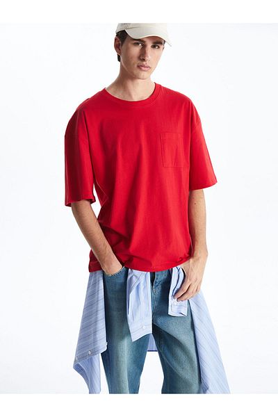 LC Waikiki Xside Red Crew Neck Combed Cotton Men's T-Shirt