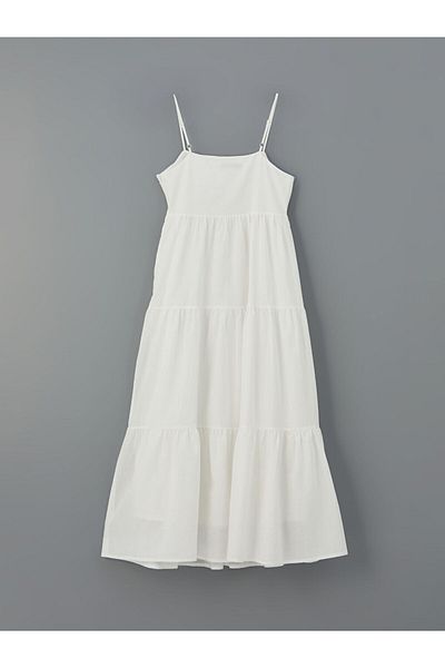 LC Waikiki Xside White Square Neck Strap Poplin Dress