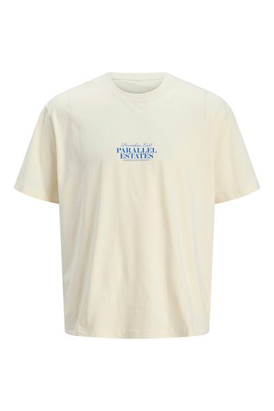 Jack & Jones Ανδρικό μπλουζάκι Jack Jones σε μπεζ χρώμα 12275399 -06 Crew Neck Ss Jorparallel
