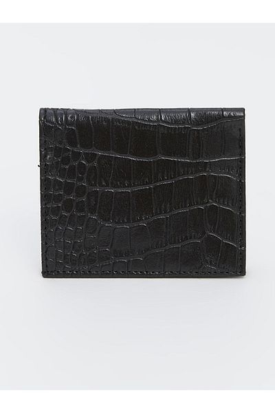 LC Waikiki Black Leather Look Crocodile Patterned Women's Wallet