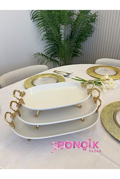 PONCİKPAZAR 3`PORSELEN OVAL SUNUM SETİ