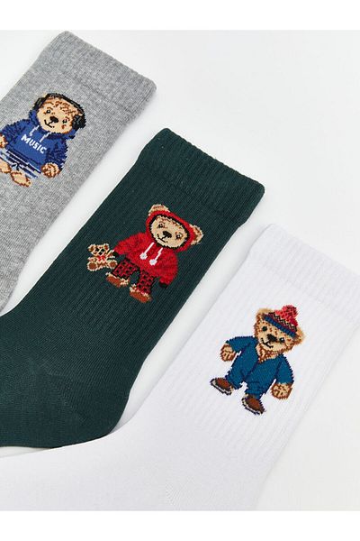 LC Waikiki Lcw Accessories Mixed Bear Teddy Printed Men's Socks 5-Piece