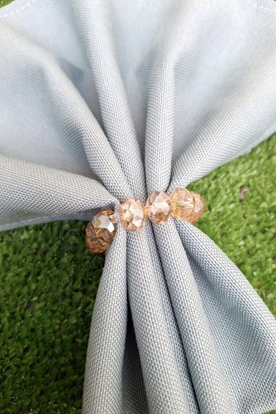 Emtory Home 6 Pcs Cream Crystal Ball Beaded Napkin Ring - Napkin Ring