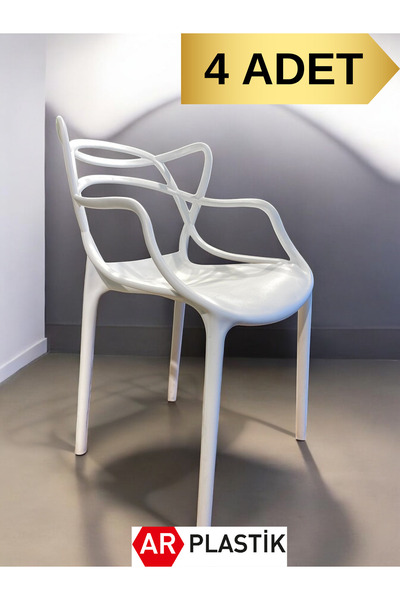 AR PLASTİK Art Sandalye Beyaz 4 ADET , Bahçe Sandalyesi , Balkon Sandalyesi ,...