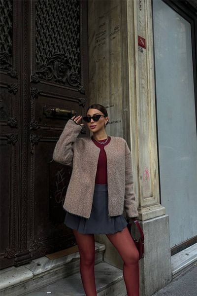 Moka Shopin Mokashopin Bluz with Zipper - Mink