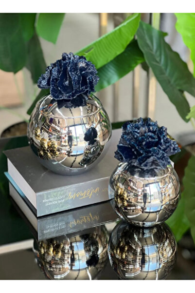 MIARIK DESIGN & DEKORASYON Dekoratif 2 Li Mercan Kutu Gümüş