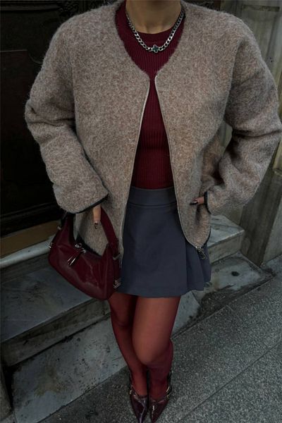 Moka Shopin Mokashopin Bluz with Zipper - Mink