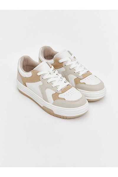 LC Waikiki Lcw Steps Beige Lace-Up Girls' Sneakers