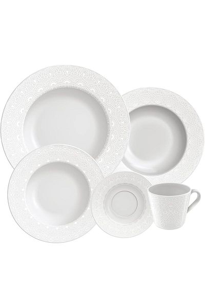 TRAMONTINA Since 1911, Made In Brazil - Alicia 20 Pieces Decorated Porcelain Dinner Set