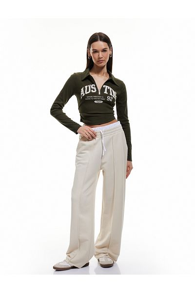 Koton Tricou cu gât polo slim fit cu imprimeu pentru colegiu de sezon nou