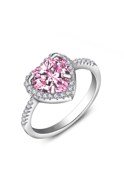 Choice 12 H313 Classic Silver Color Heart Engagement Rings For Women White Re...