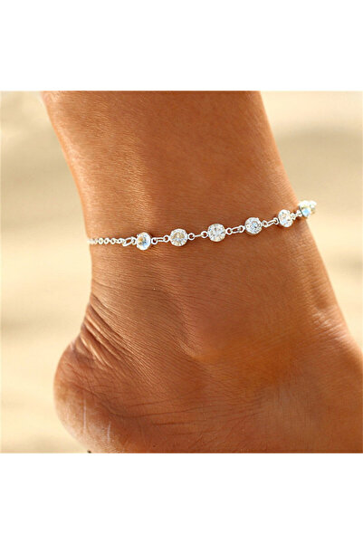 Choice JL066 سلسلة من أحجار الراين من Huitan للنساء، خلخال فاخر باللون الفضي/الذهبي، إكسسوار على الساق