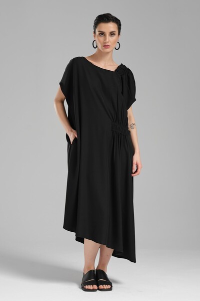 tw3 Women's Woven Fabric Short Sleeve Comfortable Fit Design Dress