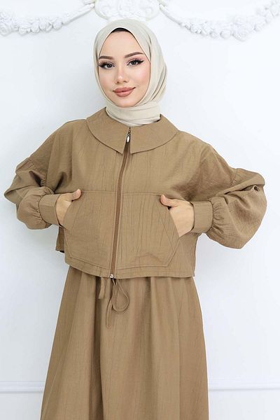 benguen Μπουφάν με φερμουάρ Gilet Hijab Suit Mink 2240