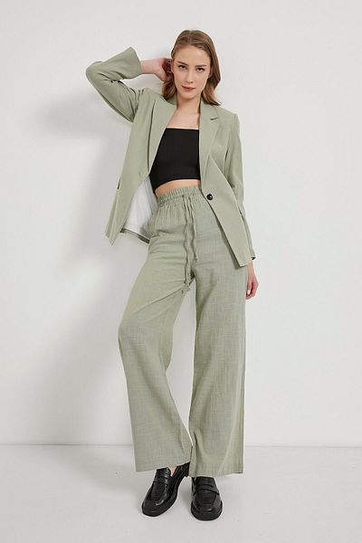 Arma Life Pantaloni largi kaki pentru damă, cu talie elastică