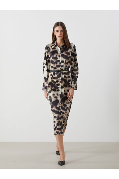 LC Waikiki New Season Patterned Satin Women's Shirt Dress - S5L585Z8