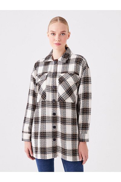 LC Waikiki Καρό μακρυμάνικο oversize γυναικείο μπουφάν ξυλοκόπο