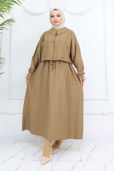 benguen Μπουφάν με φερμουάρ Gilet Hijab Suit Mink 2240