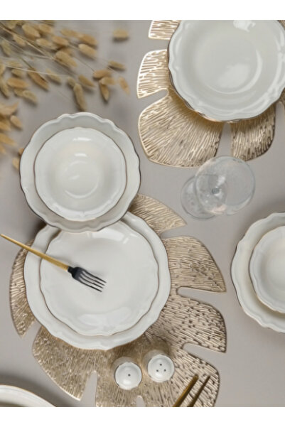 PORSER Fulya Altın Yaldız 24 Parça Yemek Takımı