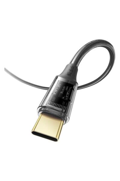 Mcdodo Ca-2090 Type-c 100w Şeffaf Başlıklı Süper Hızlı Data Aktarım Ve Şarj Kablosu Siyah-1.2 Metre