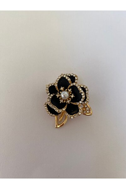 giez Kibar Taşlı Gül Çiçek Broş