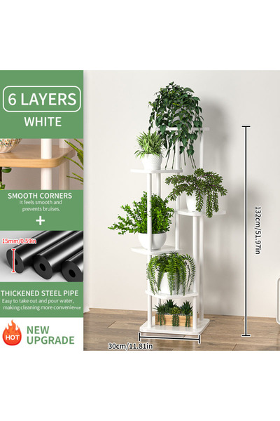 Choice حامل نباتات أبيض من B-6layers، حامل زهور، رف تخزين خشبي، 4/5/6 طبقات، رف زهور، وعاء زهور R