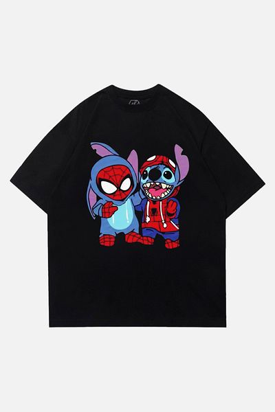 EFBUTİK Μαύρο μπλουζάκι Unisex Spider & Stitch