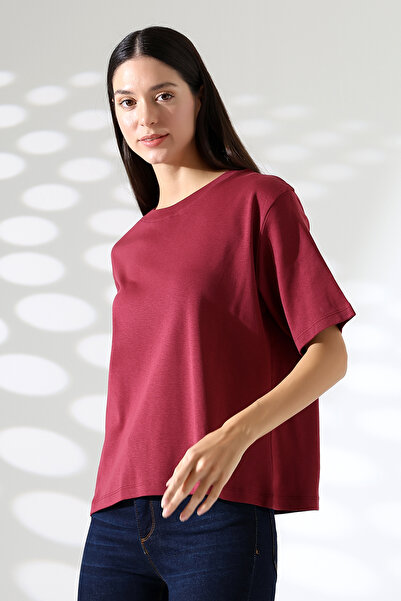 Endies 100% bumbac țesătură cu nervuri decolteu cu mânecă scurtă oversize de ...