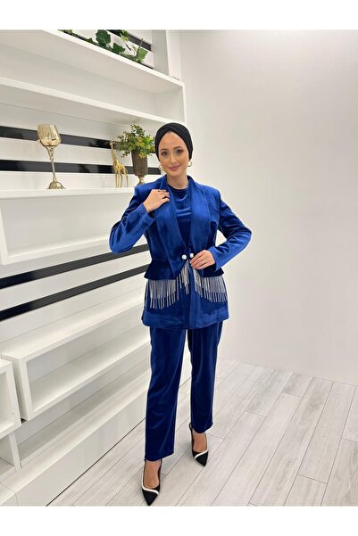 White Corner 2652 SAÇAK TAŞLI KADİFE ÜÇLÜ  TAKIM