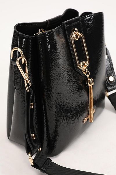 Levidor 930126   Bag Black Crinkled Patent Leather Women's Shoulder Bag