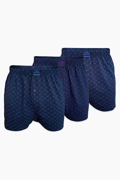 Malabadi Ανδρικό 3 τεμάχιο Navy Blue Premium Collection με μοτίβο φαρδιά εφαρμογή Modal Boxer 3M254