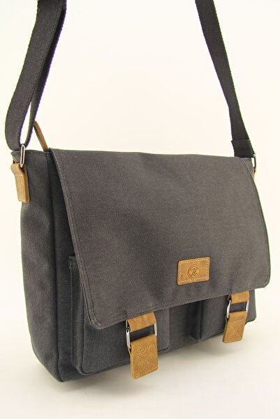 HNB Kanvas Siyah Su Geçirmez Postacı İş Okul Evrak Laptop Çantası