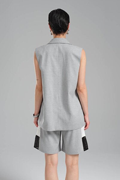 tw3 Women's Organza Fabric Garnished Special Design Vest