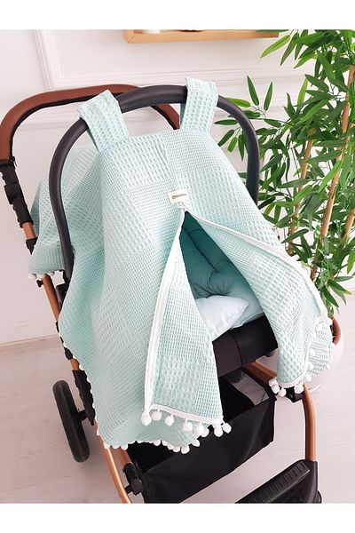 ilkimbebe Waffle Pique Zippered Baby Stroller Cover and Double Sided Baby Stroller Cushion