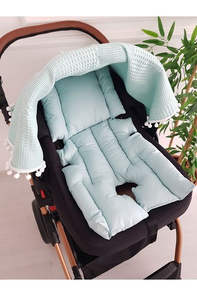 ilkimbebe Waffle Pique Zippered Baby Stroller Cover and Double Sided Baby Stroller Cushion
