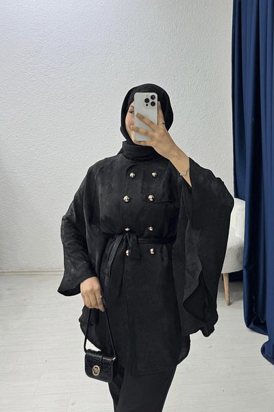 lurex moda Μπουφάν Cape με κουμπιά