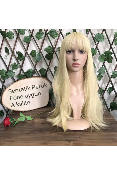 papatya peruk Platin Sarı Föne Uygun Uzun Sentetik Peruk