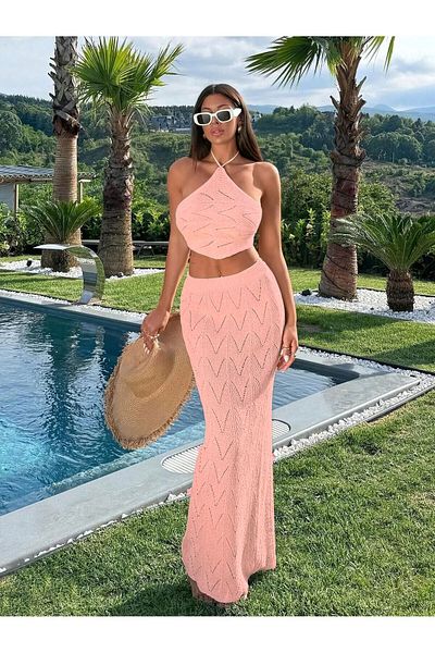Puella Pink Pareo Beach Suit with Skirt