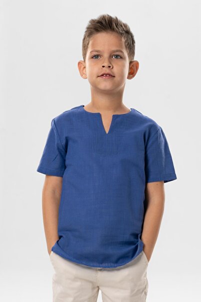 Eliş Şile Bezi Kratki rukav Şile tkanina okrugla kragna letnja majica za deča...