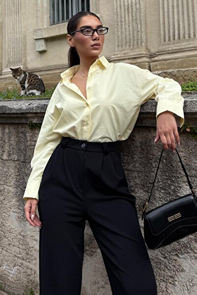 Madmext Sarı Basic Kadın Gömlek Mg2355