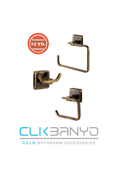 ÇELİK BANYO ÇELİK BANYO PASLANMAZ BANYO AKSESUAR 3'LÜ SET: TUVALET KAĞITLIĞI-...