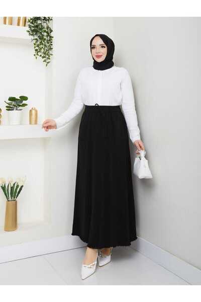 KMKkombin Fusta lungă din țesătură de in denim subțire