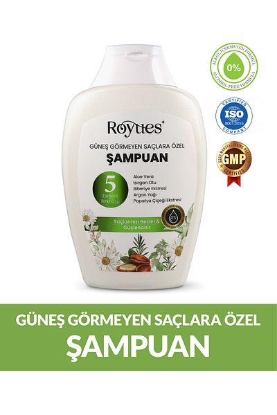 Royues Nourishing Sulfate-Free Shampoo with Argan Oil - Shampoo for Sun-Free Hair - 5 Plant Extracts - 300 ml