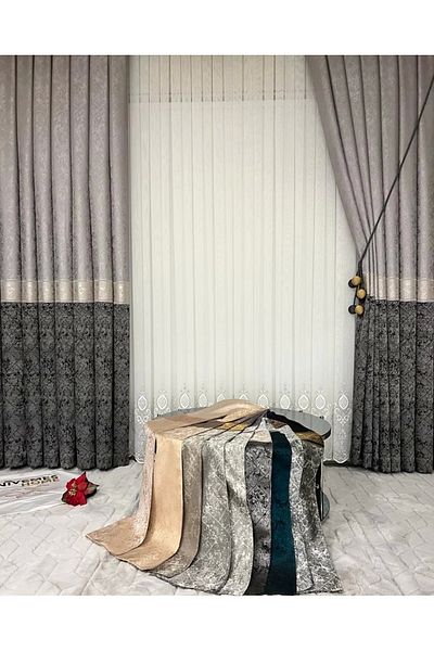 NİVEMESHOME Nivemeshome Ravello Anthracite- Gray 1/3 Dense Pleat Background Curtain Apm